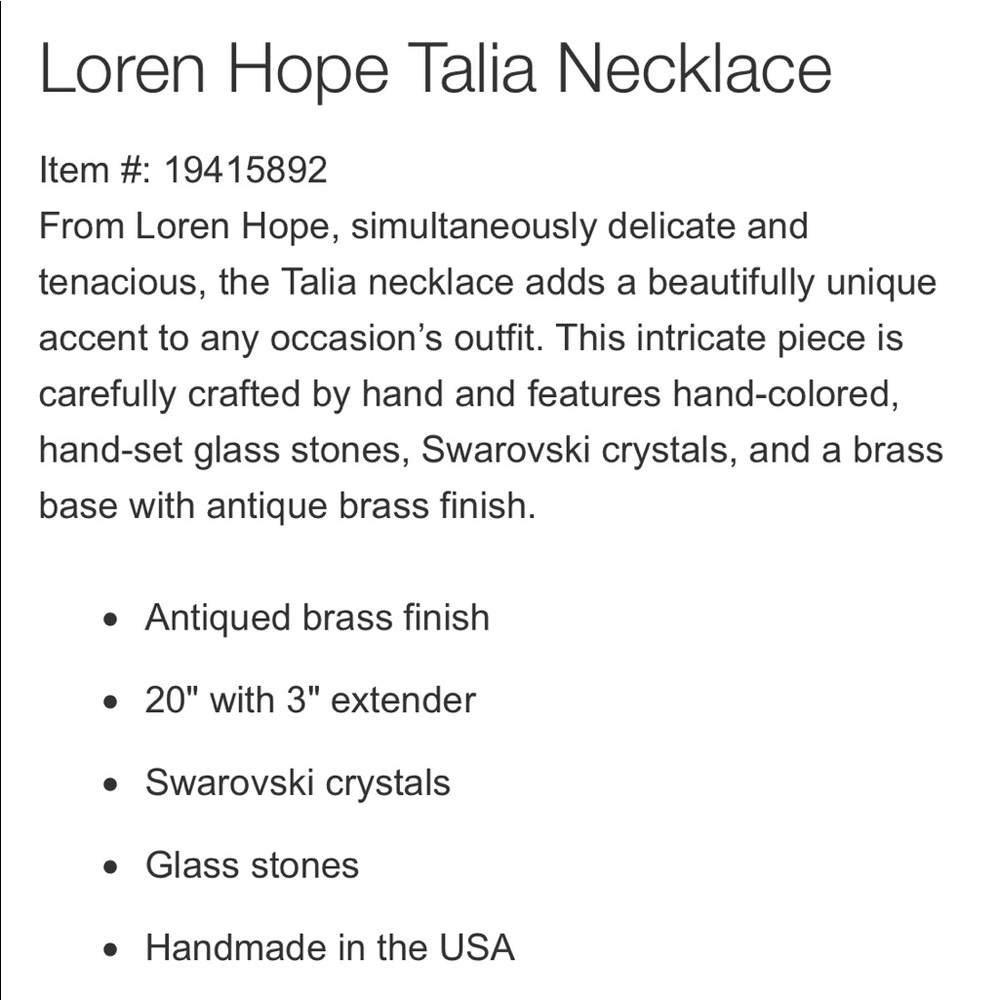 Loren hope Talia necklace,  nwot - Picture 7 of 8